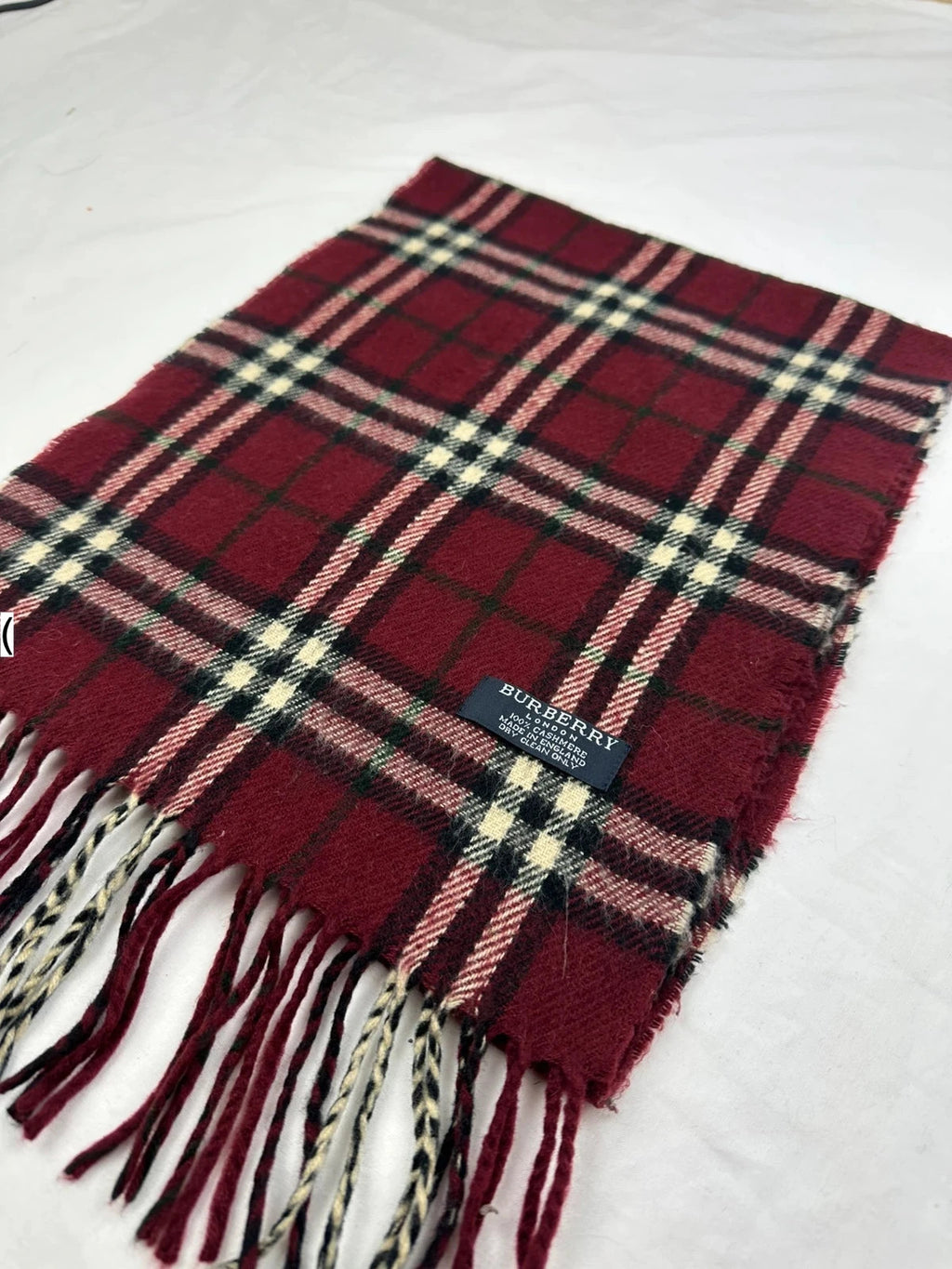 Burberry Scarf - Maroon/White