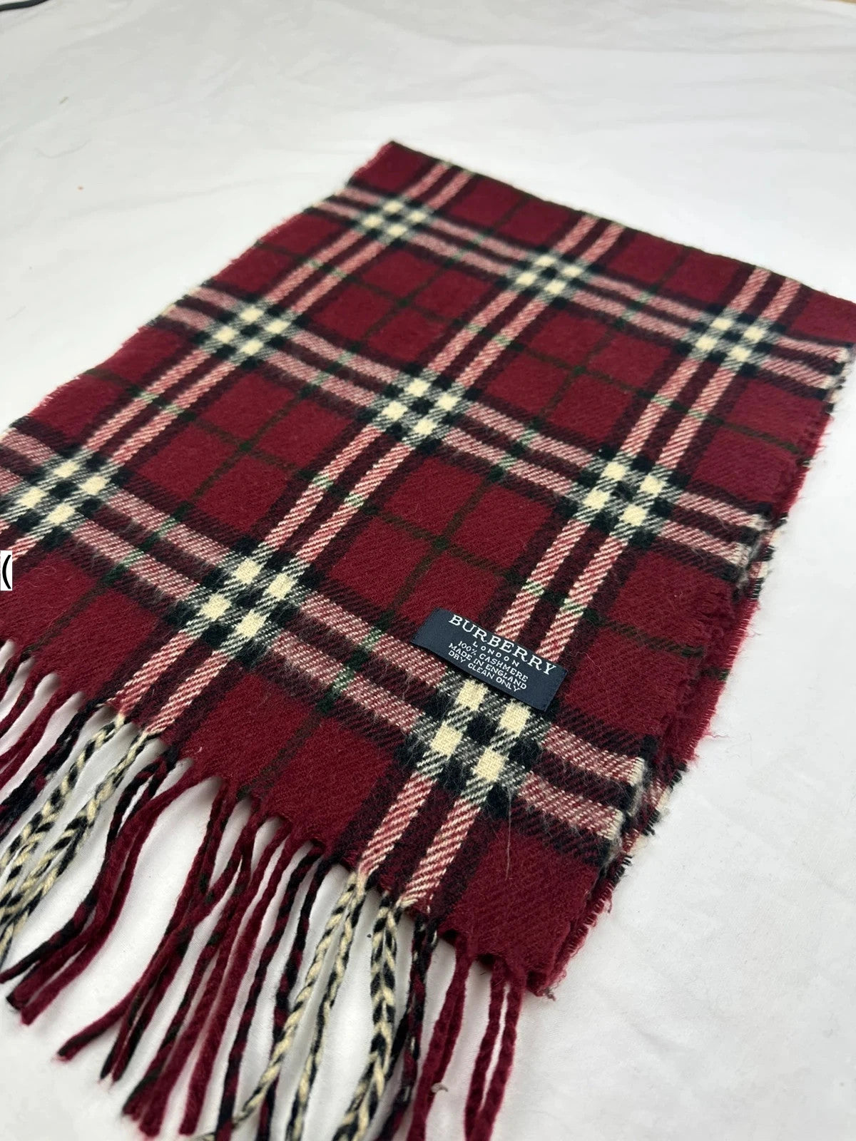 Burberry Scarf - Maroon/White