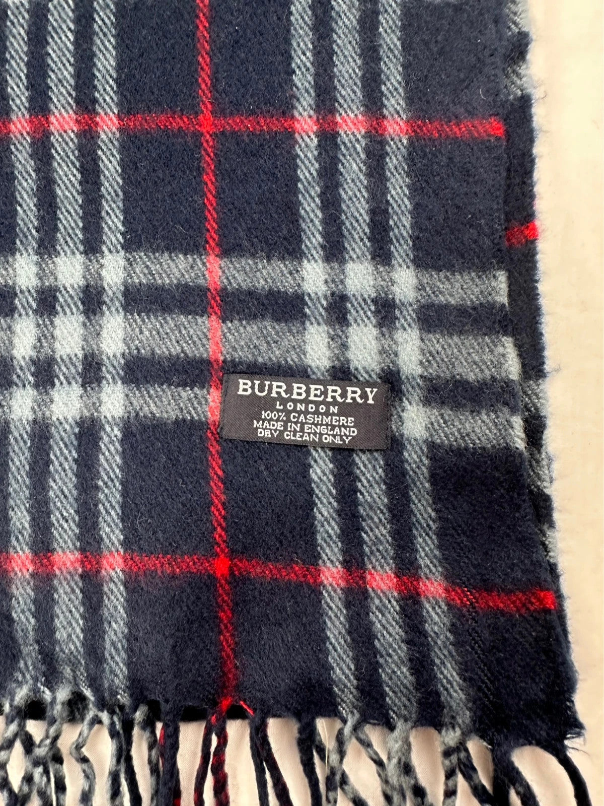 Burberry Scarf - Navy/Red